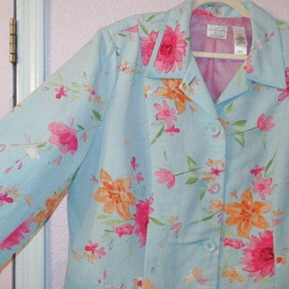 Emma James Womens Linen Blend Blazer Plus Size 18W Jacket Pockets Cottagecore - Picture 3 of 12